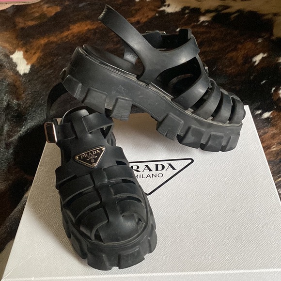 Prada black foam rubber platform sandals sandals 38 - Picture 2 of 8